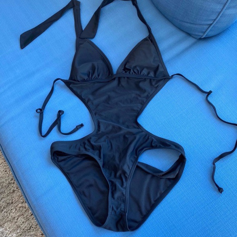 Melissa One Piece Cut-Out Swimsuit, Black